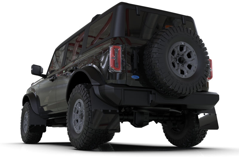 Rally Armor 21-24 Ford Bronco (Steel Bmpr + RR- NO Rptr/Sprt) Blk Mud Flap w/Cy Orange Logo