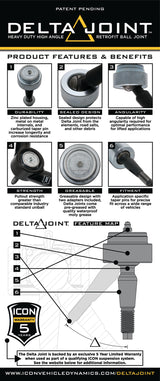 ICON 2005+ Toyota Tacoma Tubular Upper Control Arm Delta Joint Kit