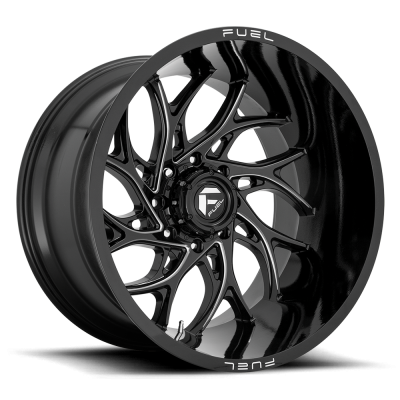 Aluminum Wheels 20X9 Runner D741 8 On 165.1 Gloss Black Milled 125.2 Bore 1 Offset Fuel Off Road Wheels