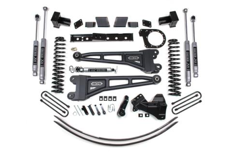 6 Inch Lift Kit w/ Radius Arm Ford F250/F350 Super Duty 17-19 4WD Diesel 5 Inch Block 3 Leaf Main Fox 2.0 Performance Shocks