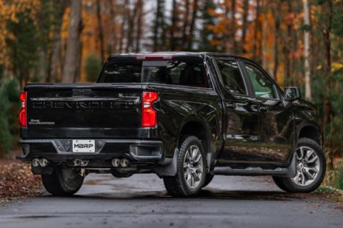 3.0 inch Cat-Back 2.5 inch Dual Split Rear Quad Carbon Fiber Tips 4.0 inch OD Dual Out 19-up Silverado/Sierra 1500 MBRP