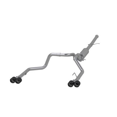 3.0 inch Cat-Back 2.5 inch Dual Split Rear Quad Carbon Fiber Tips 4.0 inch OD 19-up Silverado/Sierra 1500 Dual Out MBRP