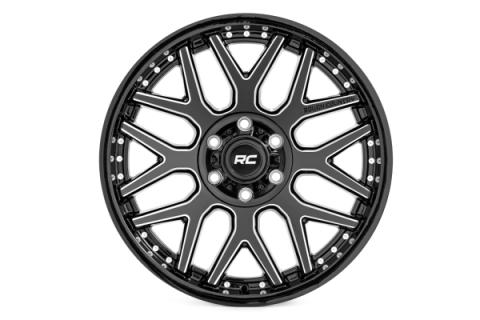 95 Series Wheel One-Piece Gloss Black Machined 20x10 8x6.5 -19mm Rough Country