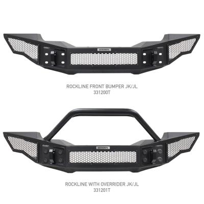 Rockline Front Full Width Bumper Textured Black 2007-2025 Jeep Wrangler JK/JL 2020-2025 Jeep Gladiator Go Rhino