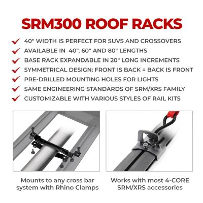 SRM300 Trail Rail Kit for 60 Inch Long Rack Textured Black Go Rhino