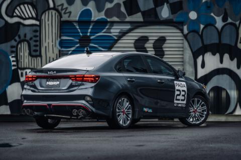 22-24 Kia Forte GT 1.6L Turbo Sedan 2.5 Inch Axle-Back Exhaust System, Armor Lite, Aluminized Steel Dual Split with Quad Exhaust Tips, MBRP