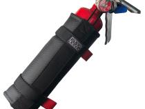 Roll Bar 2.5 LB Fire Extinguisher Holder for padded or non-padded roll Bars Carbon Fiber Vinyl Black HSP Seats